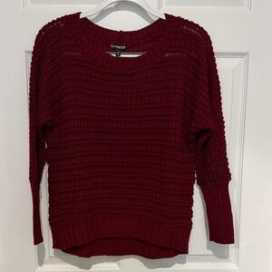 Express Women's Deep Red Crew Neck Sweater